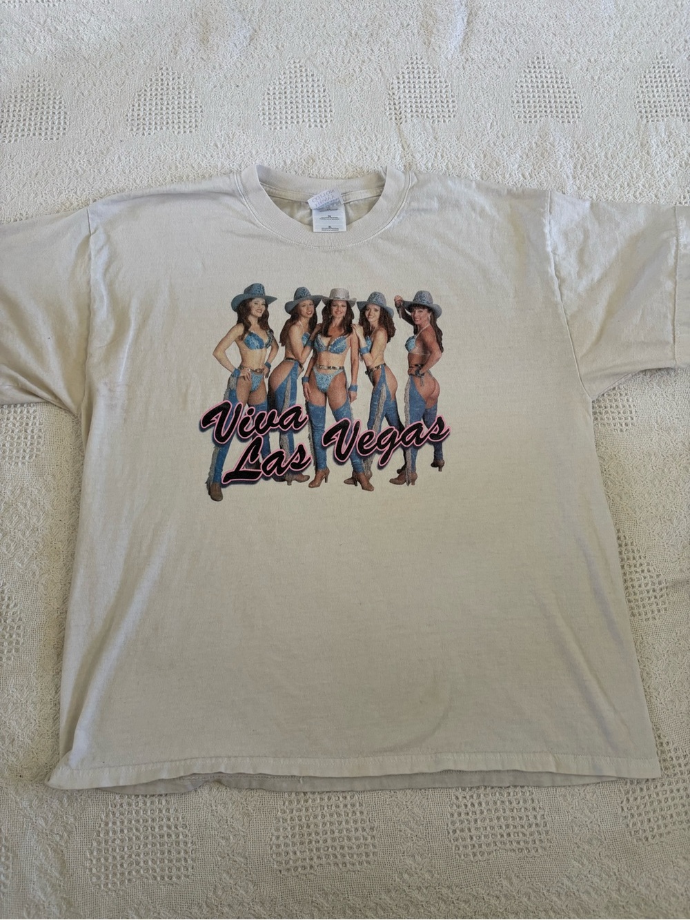 Vintage 90s Viva Las Vegas Showgirls Tshirt Mens XL White Naughty Tee